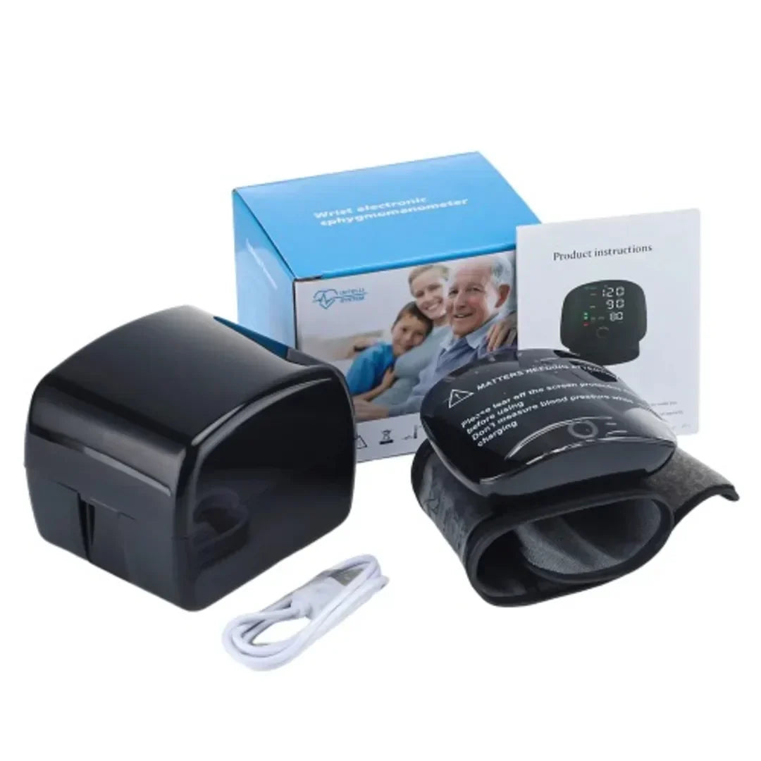 Rechargeable Wrist BP Monitor – Digital LED Display & Voice Broadcast