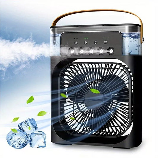 Portable Air Cooler Fan | Rechargeable Mini Air Conditioner with Mist & LED Light
