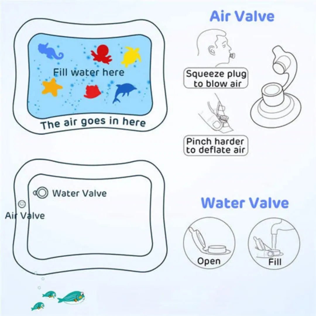 Premium Baby Inflatable Water Tummy Time Mat (Blue)