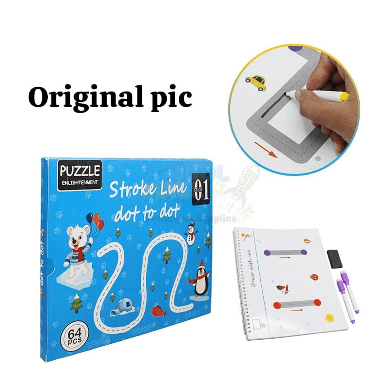 Stroke Line: Dot to dot Drawing & Writing Practice Book 64 Pages